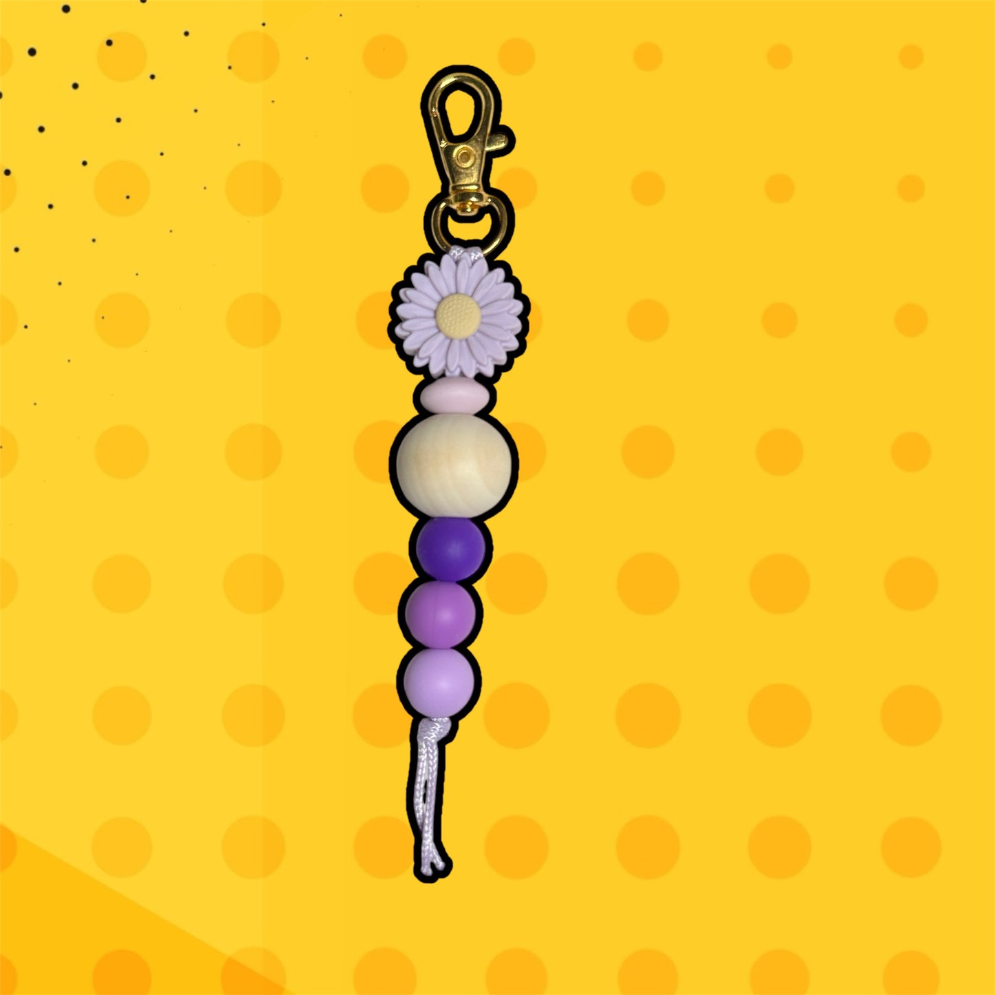 Keychain - Ombre Daisy Beaded Keychain Dark Purple