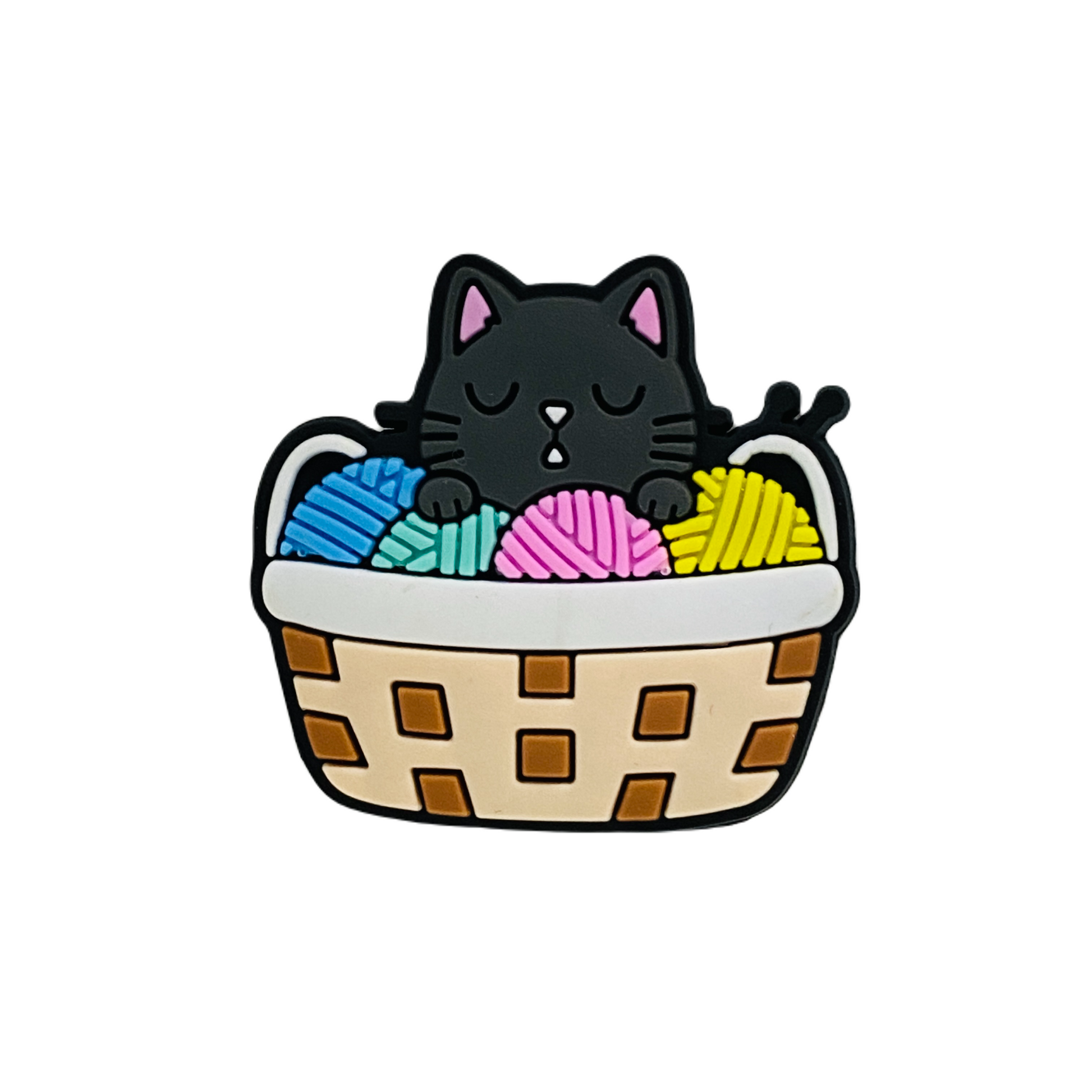 Cats - Cat in a Basket of Yarn Shoe Charm