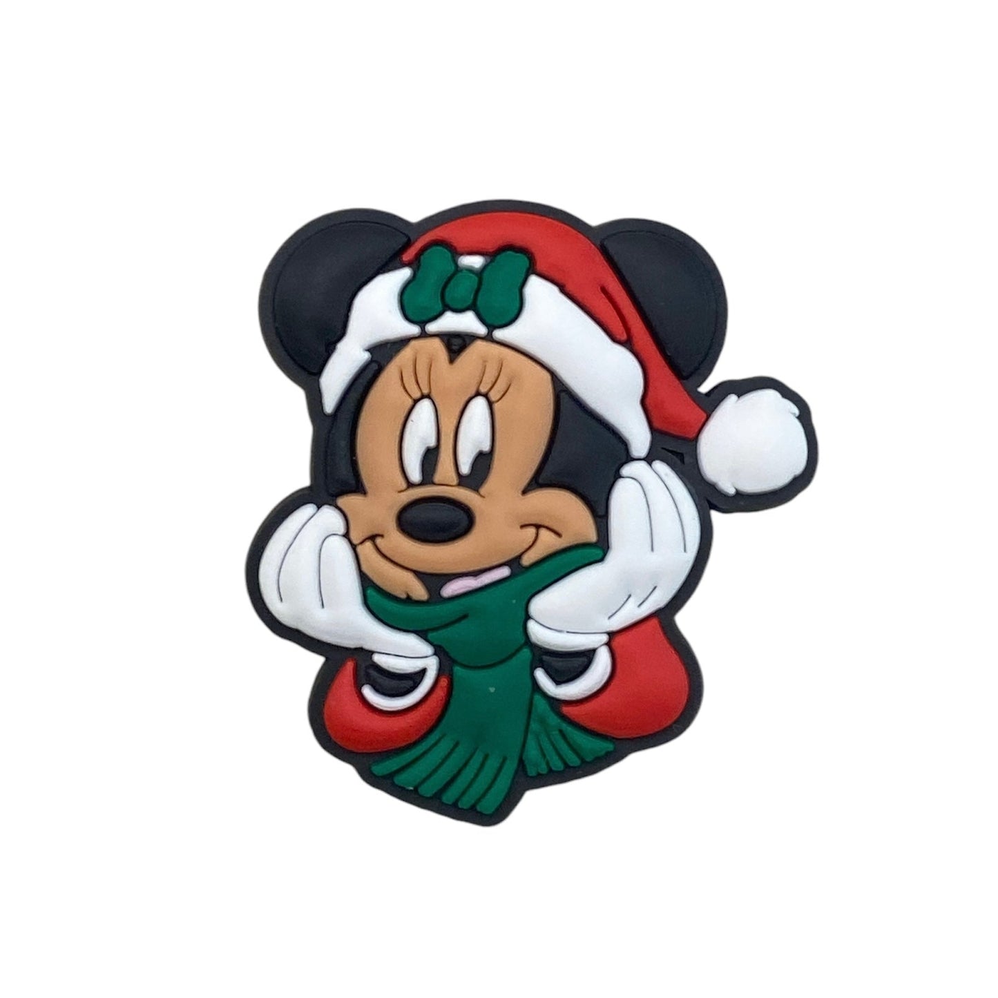 Christmas - Minnie Mouse wearing scarf and Christmas Hat Shoe Charm