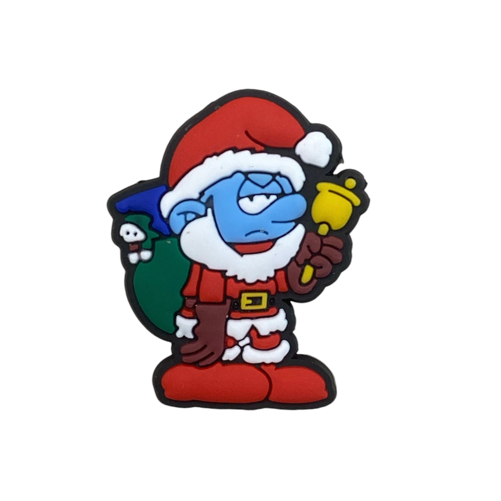 Christmas - Smurf wearing Christmas Hat Holding Bell Shoe Charm