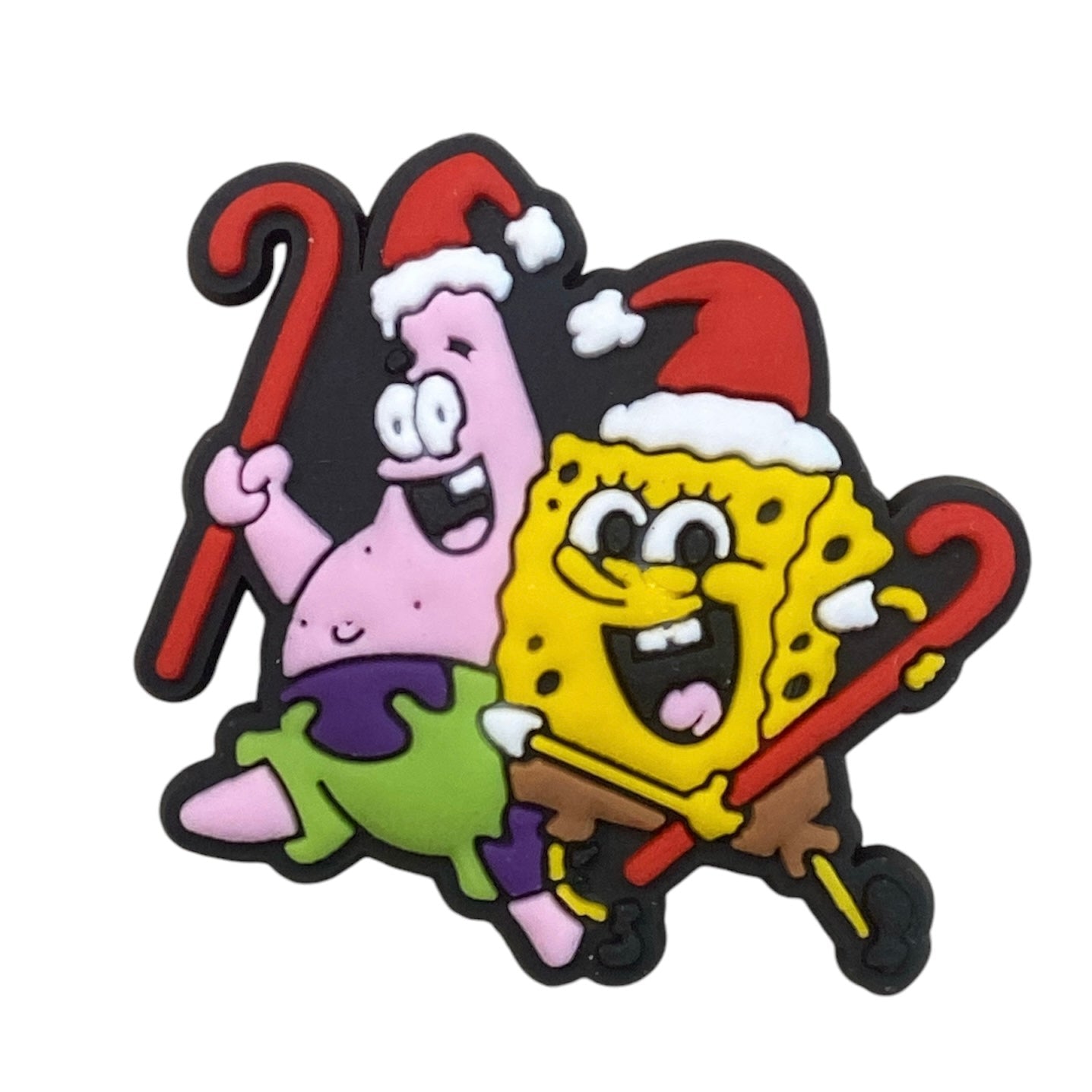 Christmas - Spongebob and Patrick holding candy canes Shoe Charm