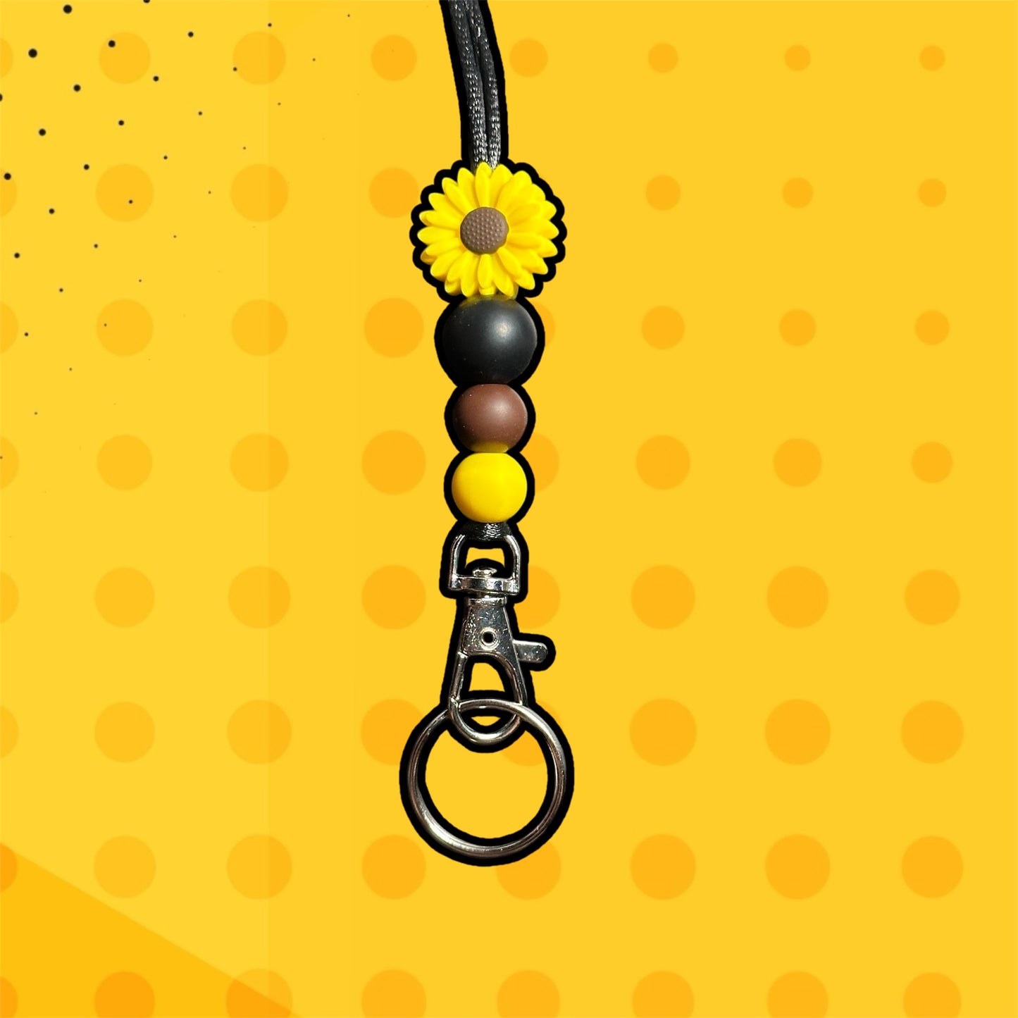 Lanyard - Hand Beaded - Daisy Yellow