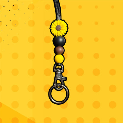 Lanyard - Hand Beaded - Daisy Yellow