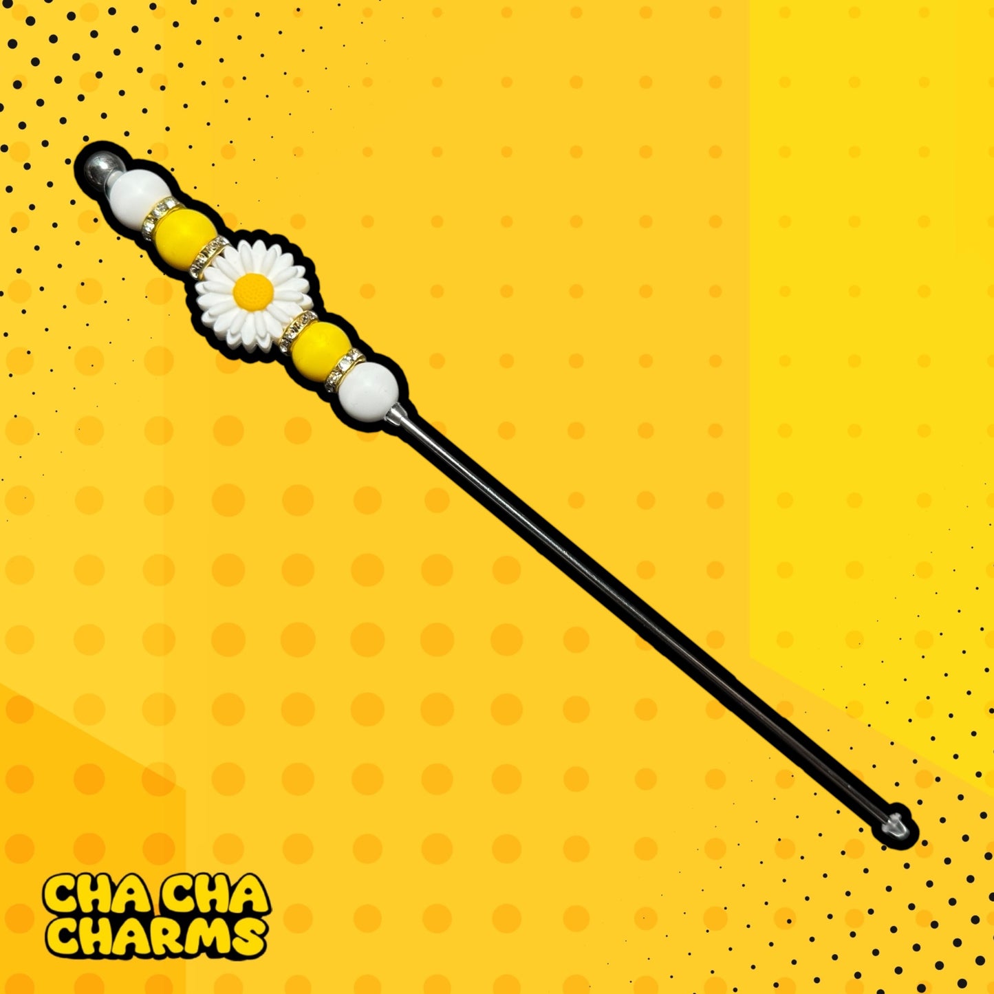 Glitter Poker Tool - 20cm Hand Beaded - Daisy Flower