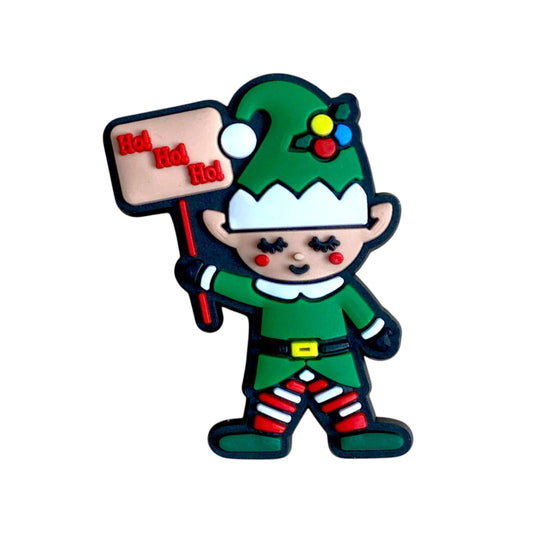 Christmas - Elf with Ho Ho Ho Sign Cute Shoe Charm