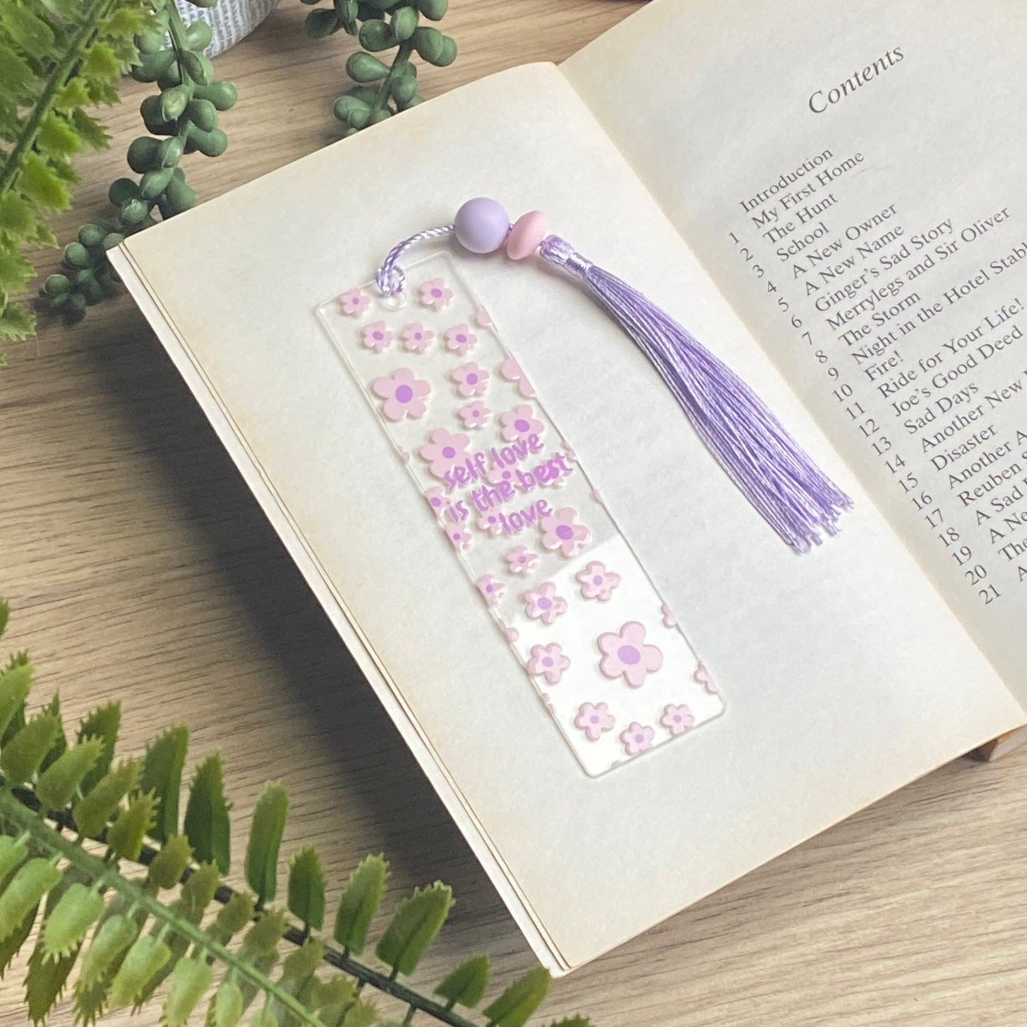 Bookmark - Acrylic Bookmarks with Beaded Tassels Self Love Club