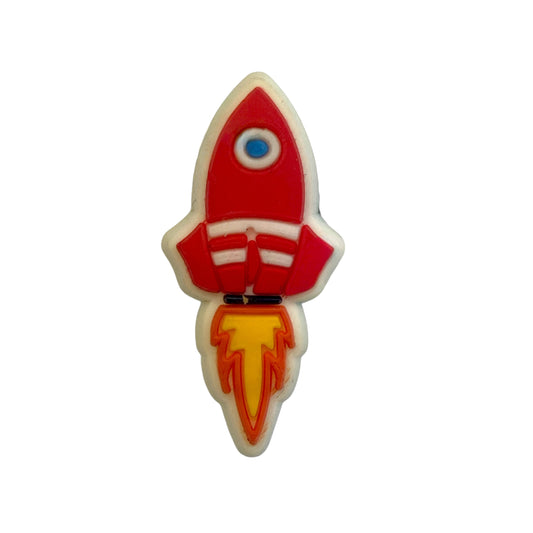 Kids - Rocket Lifting Off Red Shoe Charm