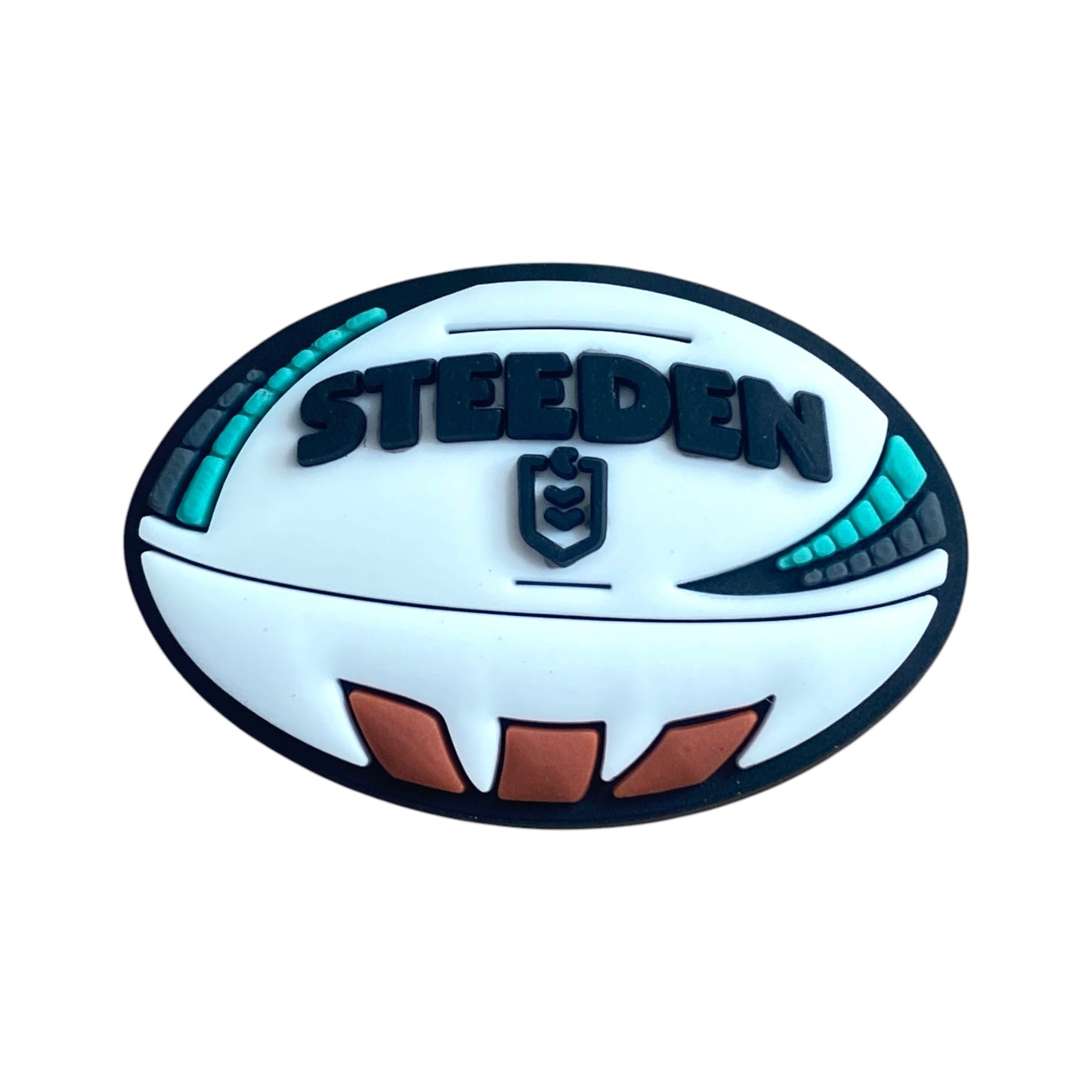 Sports - NRL - Steeden NRL Ball Brown and Blue Shoe Charm