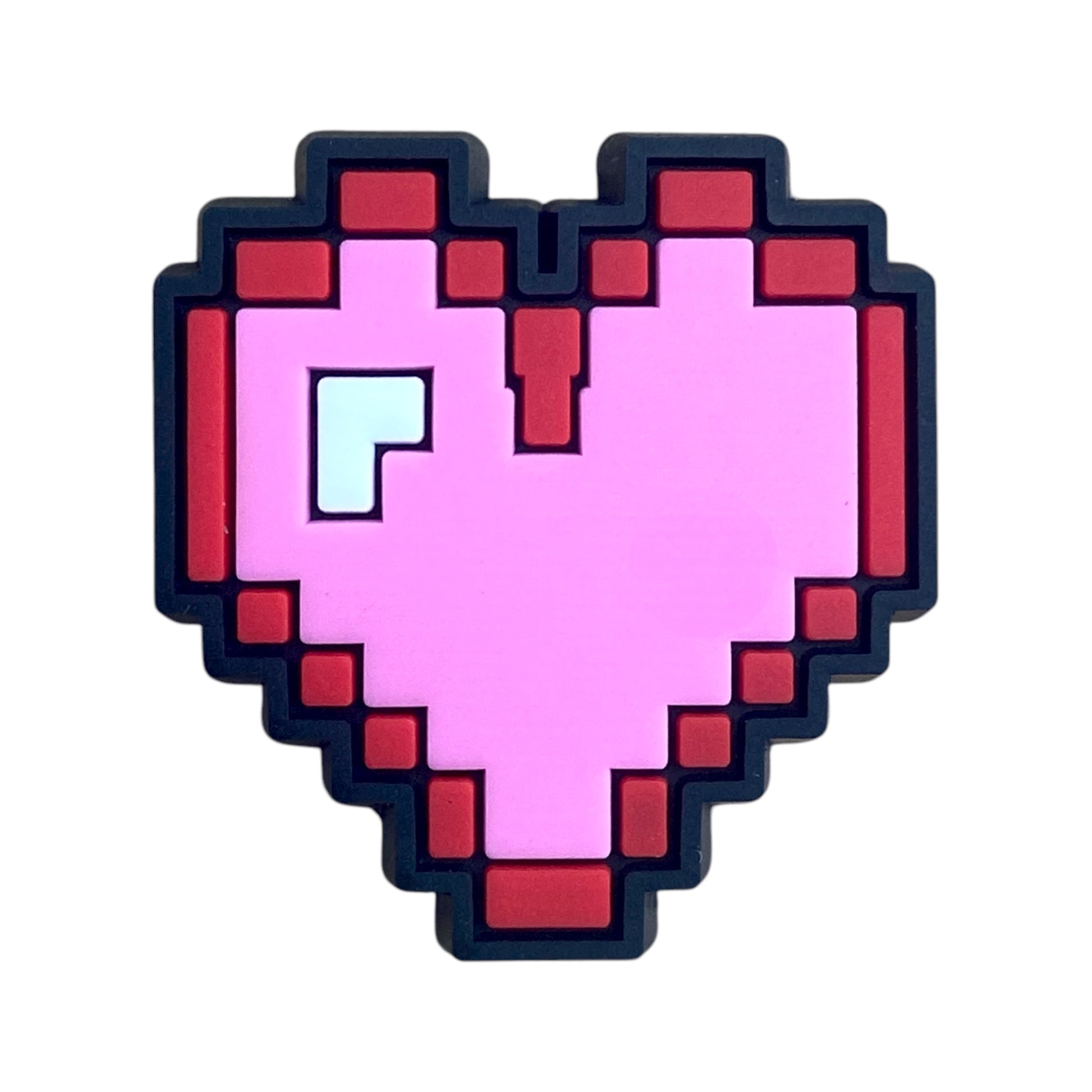 Valentines Day - Retro Pixelated Pink and Red Heart Shoe Charm