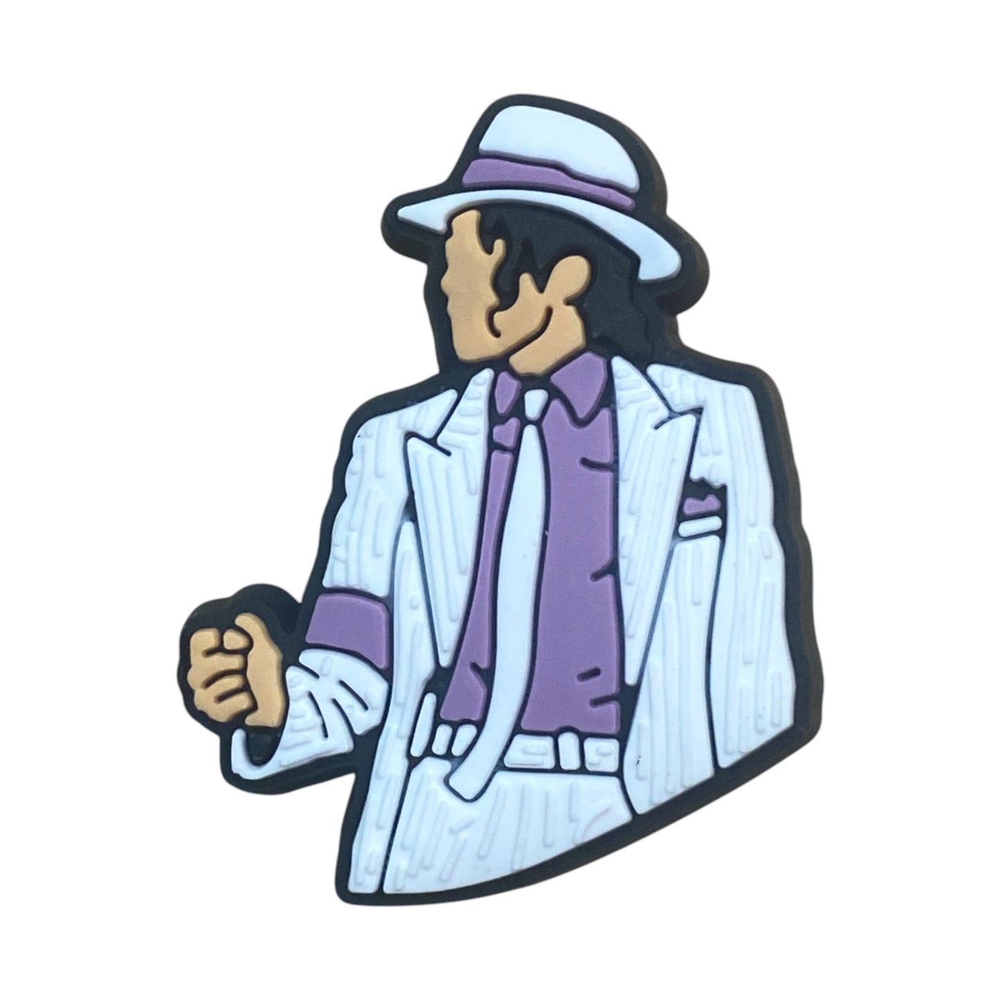 Celebrities - Singer - Michael Jackson in Smooth Criminal White Suit Purple Shirt and White Hat Shoe Charm