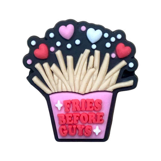 Valentines Day - Fries Before Guys with Hearts Pink Shoe Charm