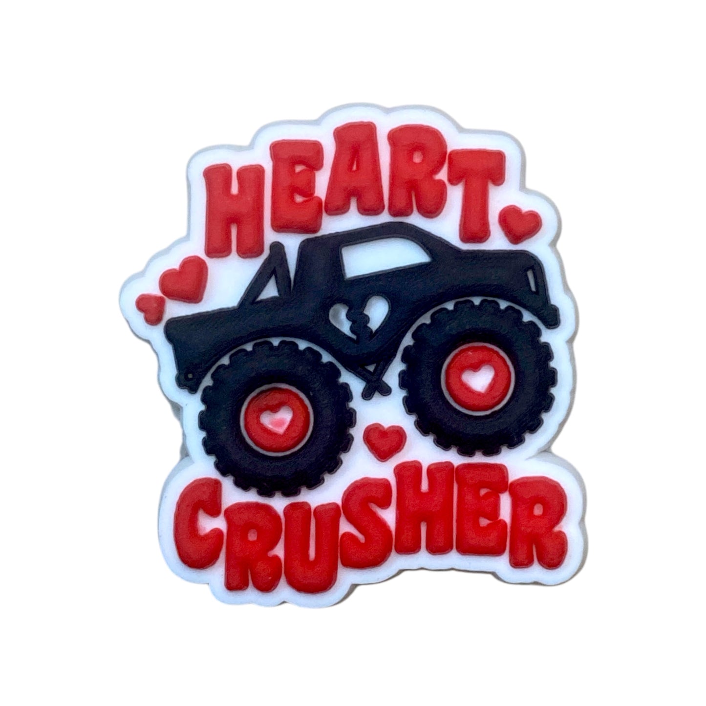 Valentines Day - Heart Crusher Monster Truck with Red Hearts Shoe Charm