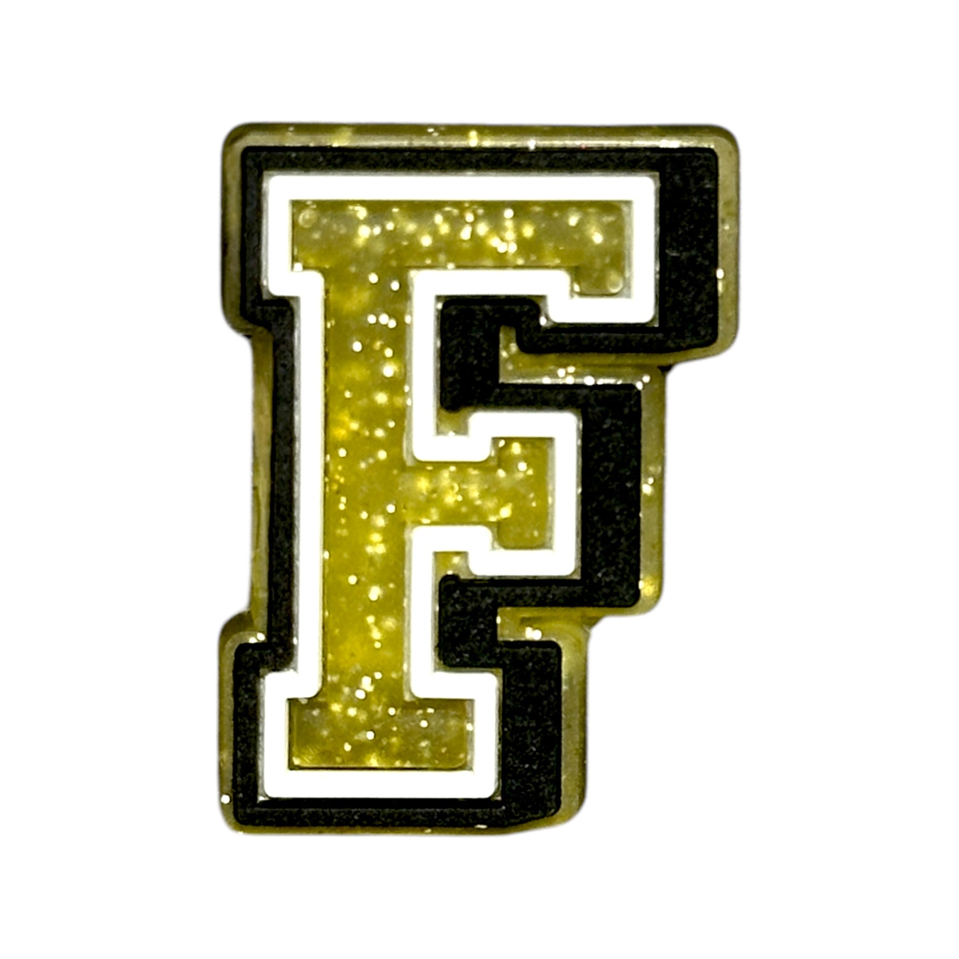 Alphabets - Golden Glitter - Letter F Shoe Charm