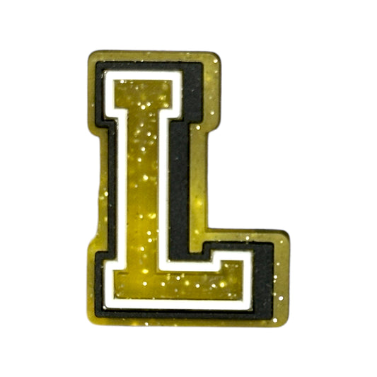 Alphabets - Golden Glitter - Letter L Shoe Charm