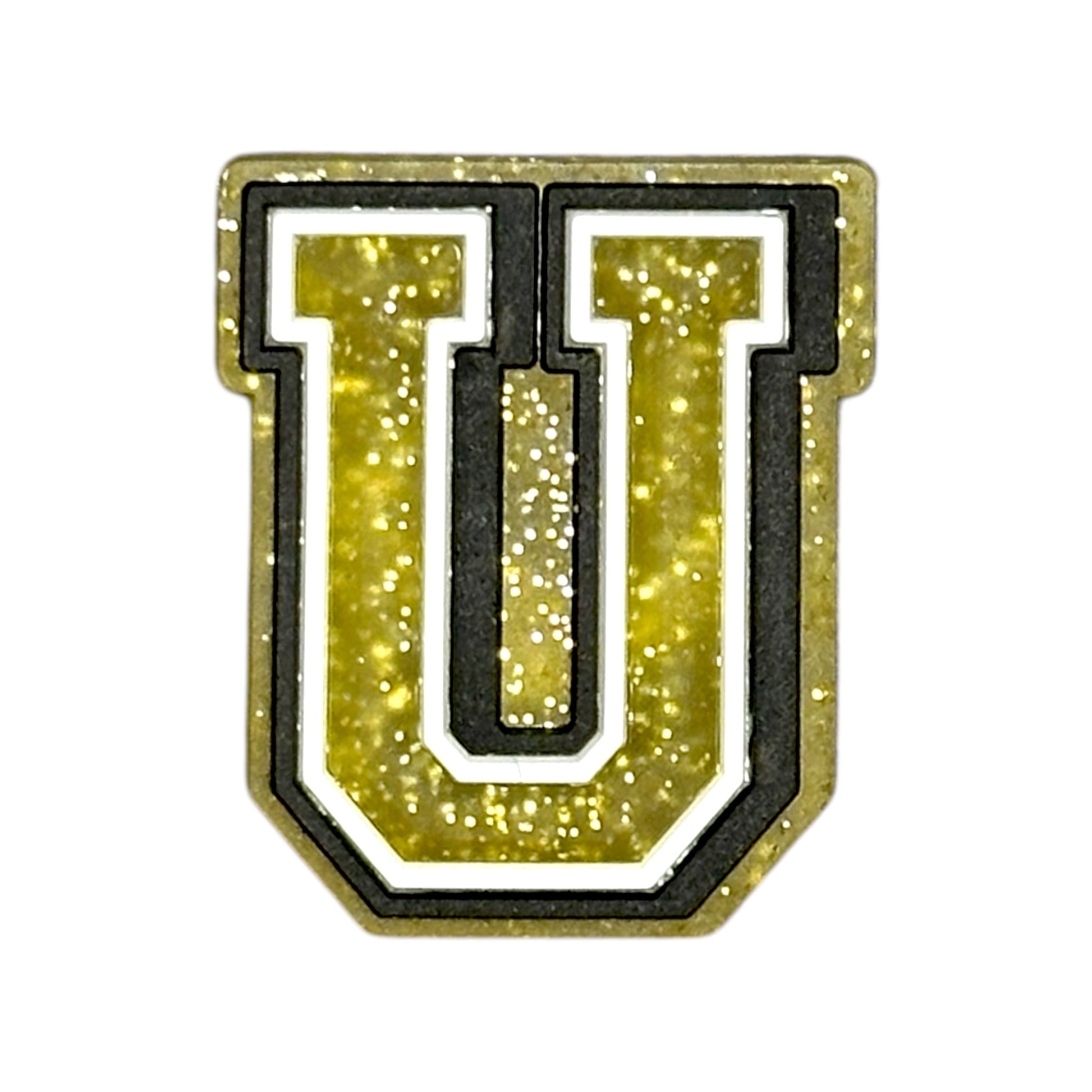 Alphabets - Golden Glitter - Letter U Shoe Charm