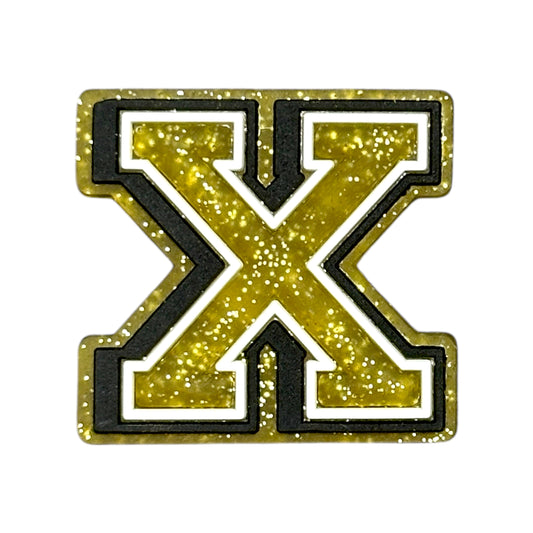 Alphabets - Golden Glitter - Letter X Shoe Charm