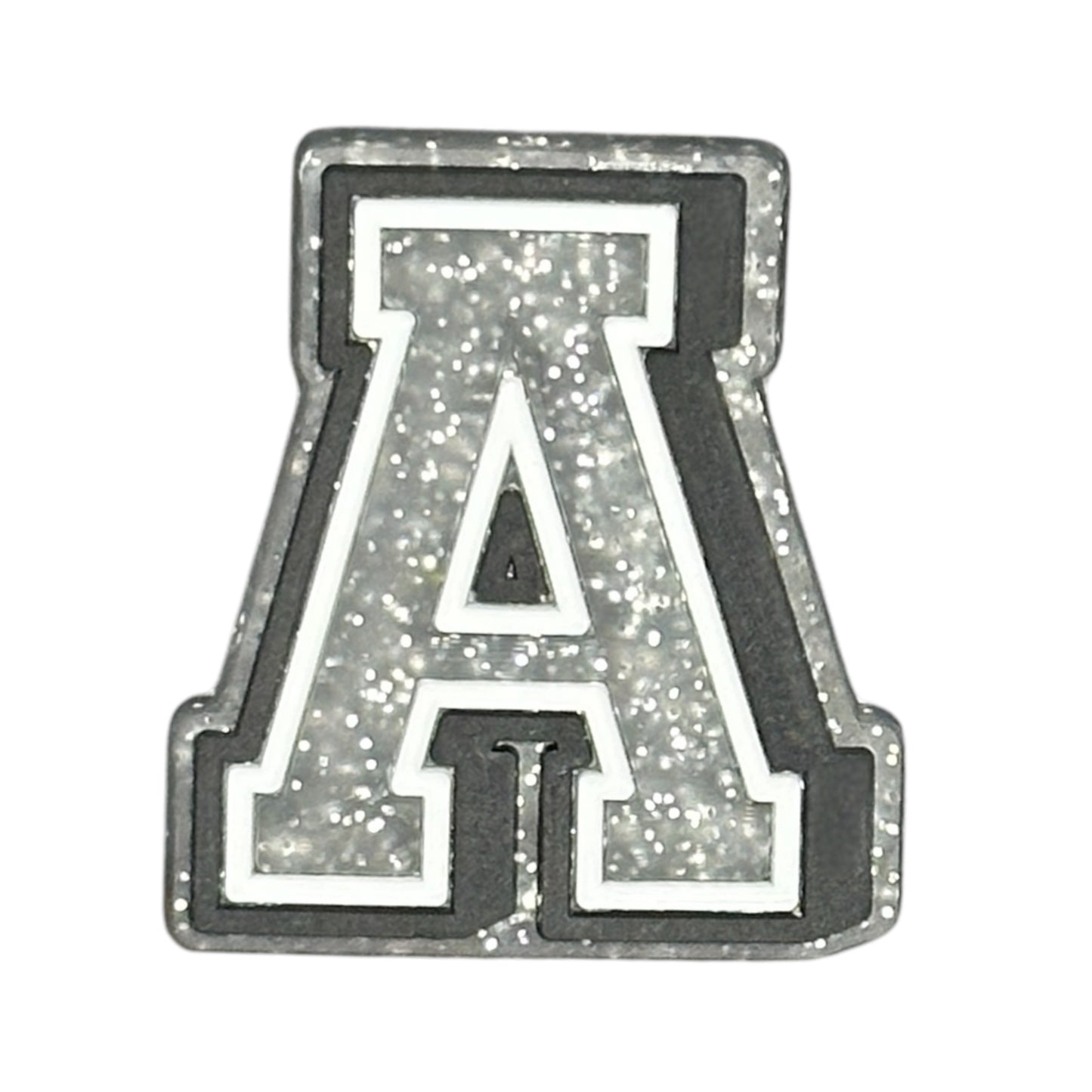 Alphabets - Silver Glitter - Letter A Shoe Charm