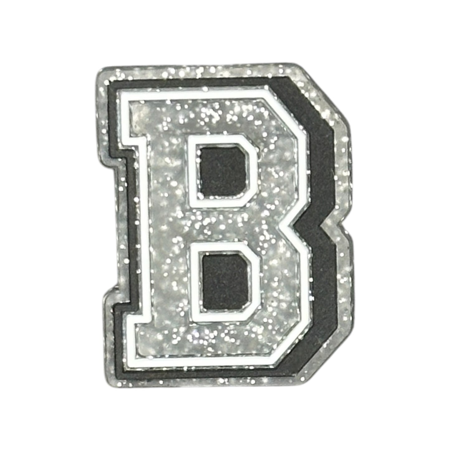 Alphabets - Silver Glitter - Letter B Shoe Charm