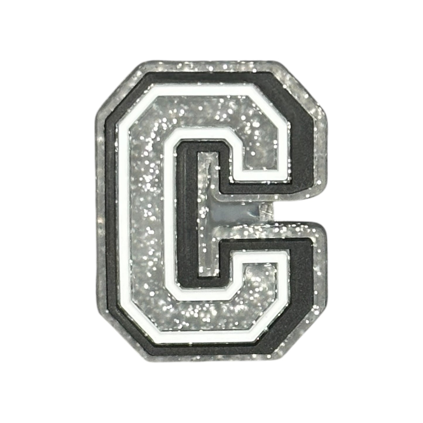 Alphabets - Silver Glitter - Letter C Shoe Charm