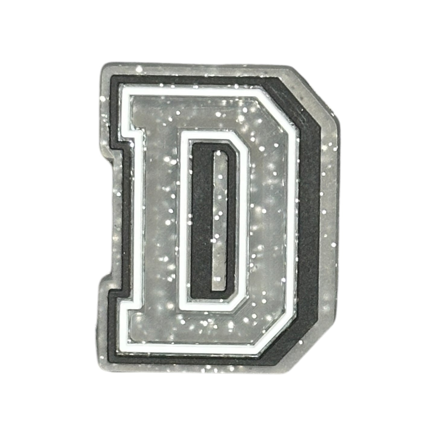 Alphabets - Silver Glitter - Letter D Shoe Charm