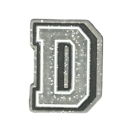 Alphabets - Silver Glitter - Letter D Shoe Charm