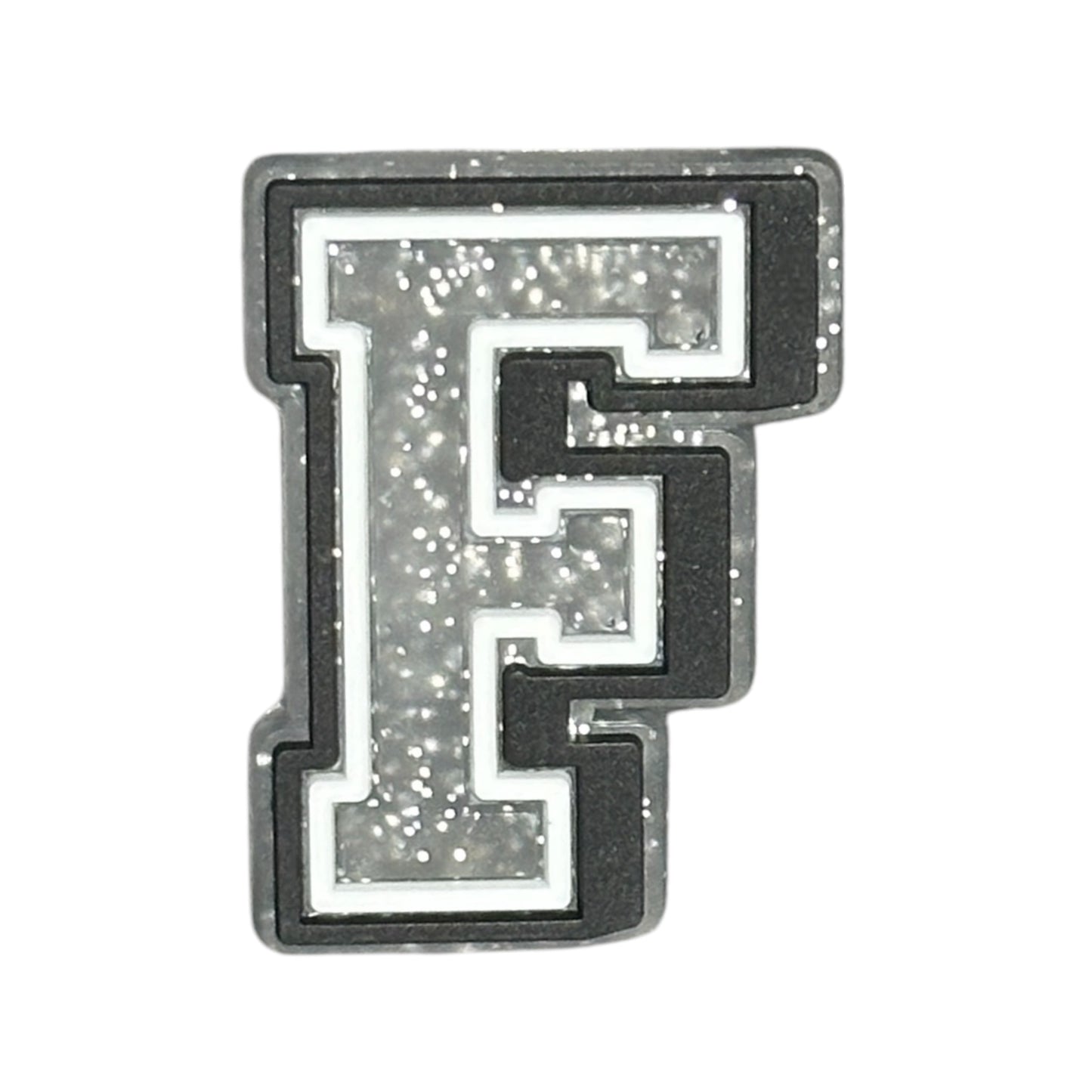 Alphabets - Silver Glitter - Letter F Shoe Charm