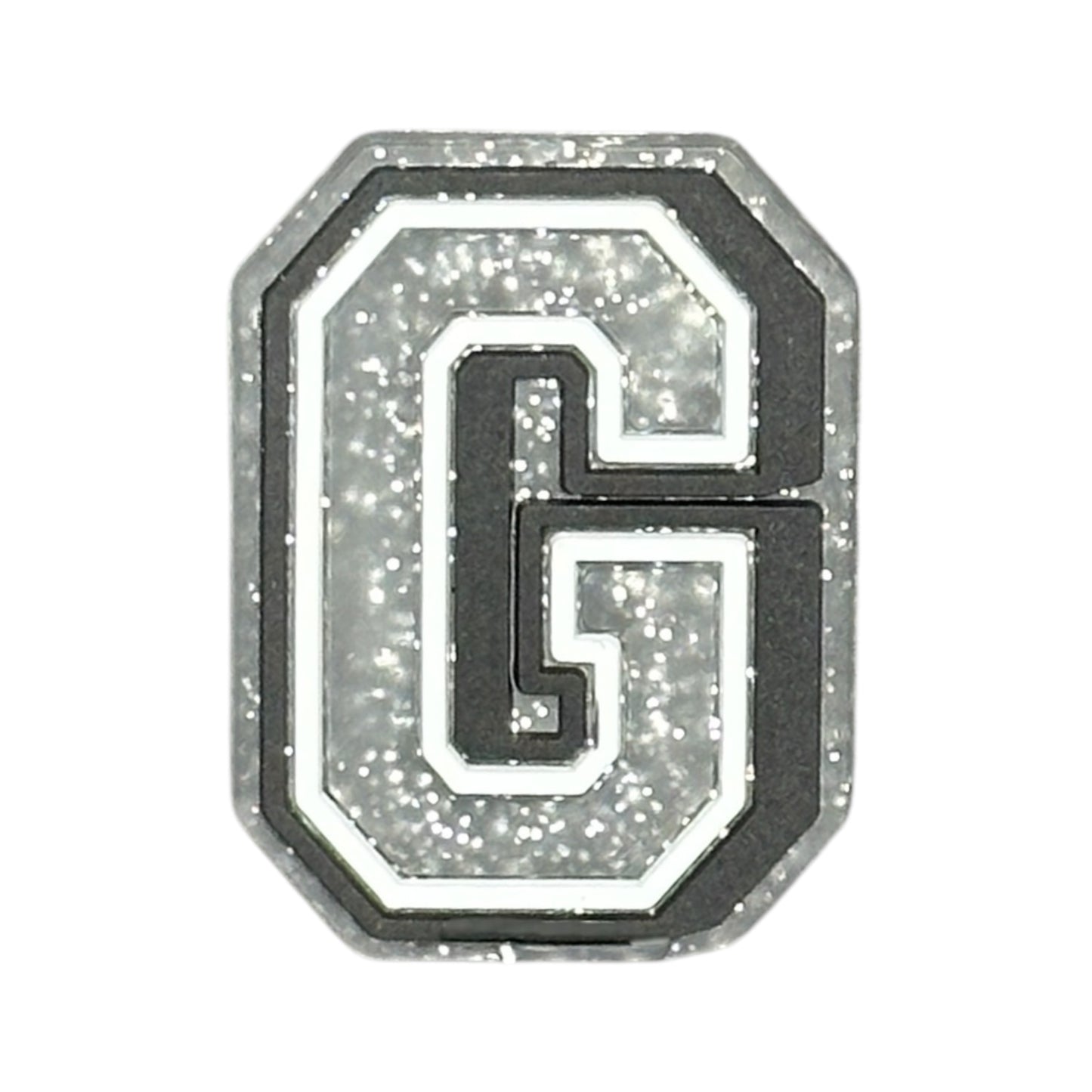 Alphabets - Silver Glitter - Letter G Shoe Charm