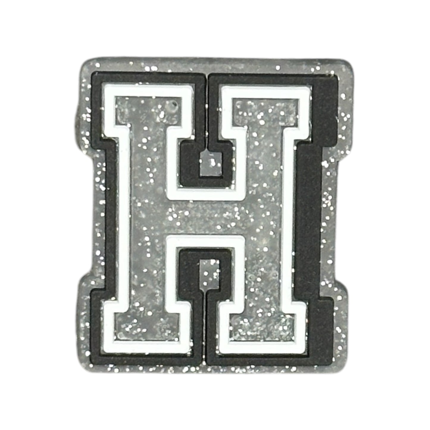 Alphabets - Silver Glitter - Letter H Shoe Charm