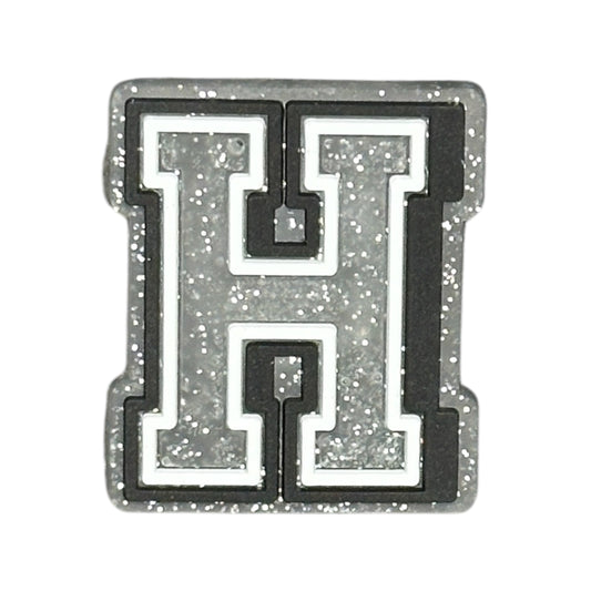 Alphabets - Silver Glitter - Letter H Shoe Charm