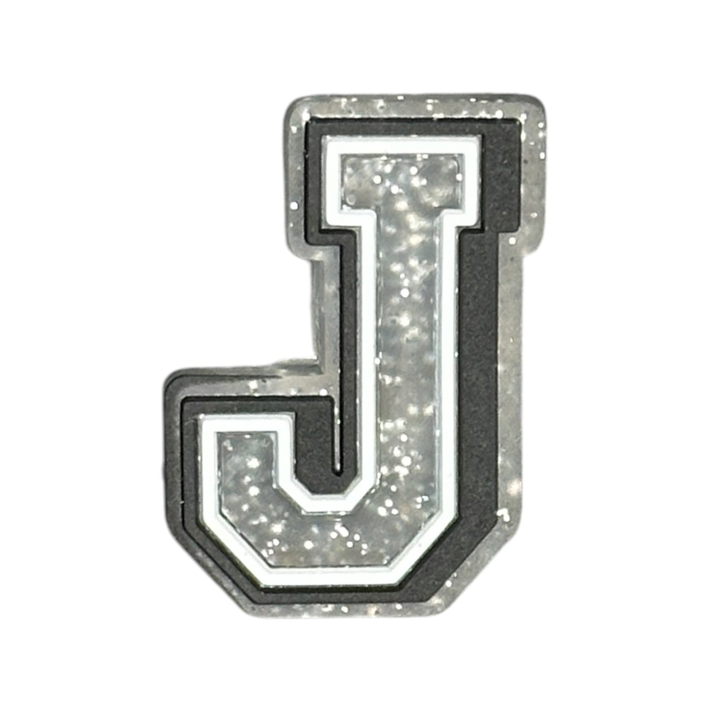 Alphabets - Silver Glitter - Letter J Shoe Charm