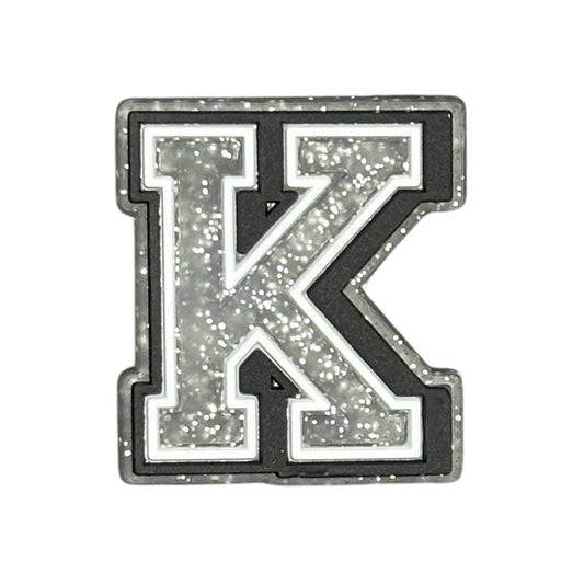 Alphabets - Silver Glitter - Letter K Shoe Charm