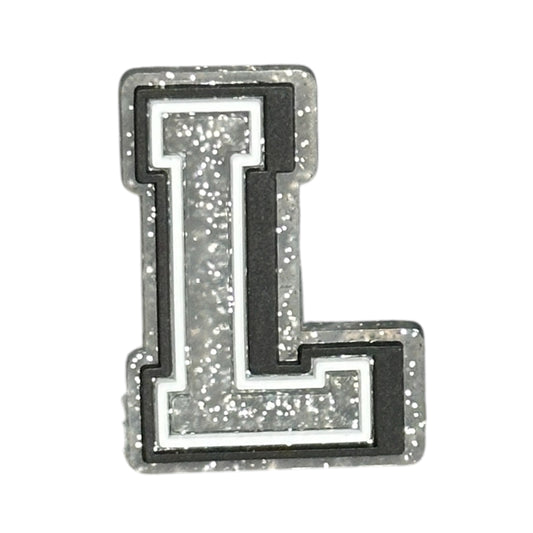 Alphabets - Silver Glitter - Letter L Shoe Charm