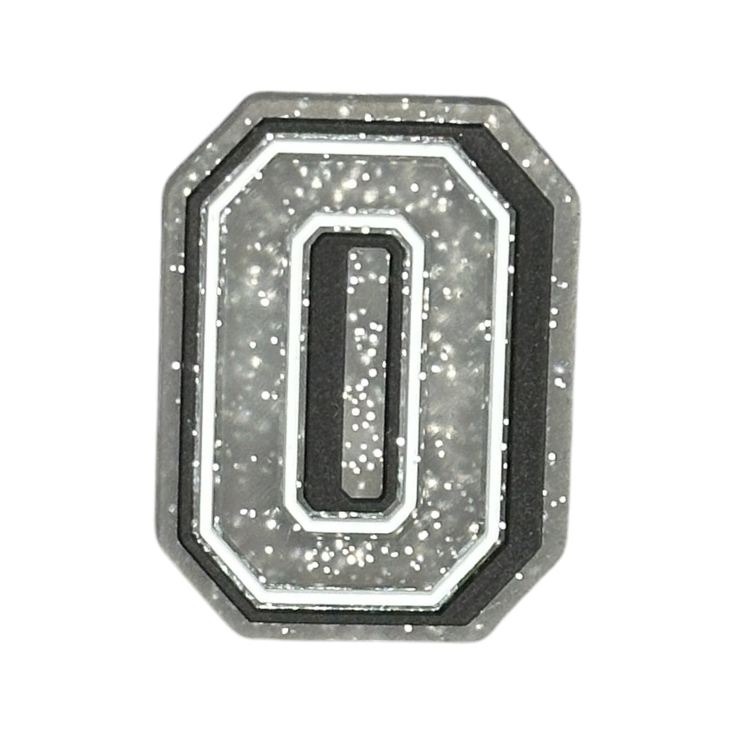 Alphabets - Silver Glitter - Letter O Shoe Charm