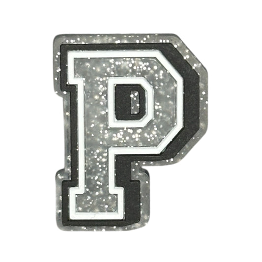 Alphabets - Silver Glitter - Letter P Shoe Charm