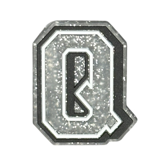 Alphabets - Silver Glitter - Letter Q Shoe Charm