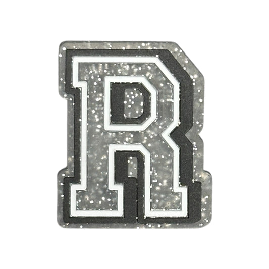 Alphabets - Silver Glitter - Letter R Shoe Charm