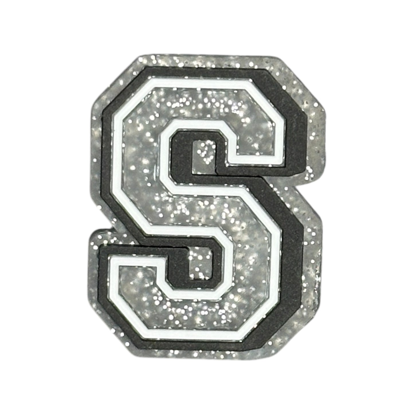 Alphabets - Silver Glitter - Letter S Shoe Charm