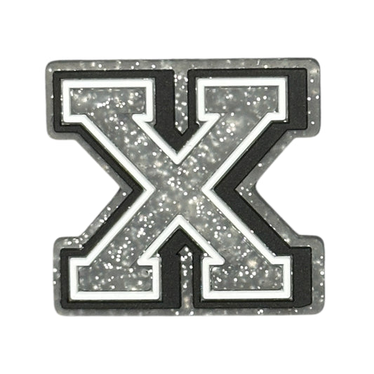 Alphabets - Silver Glitter - Letter X Shoe Charm