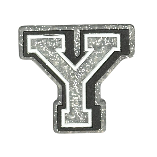 Alphabets - Silver Glitter - Letter Y Shoe Charm