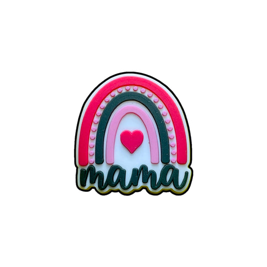 Mothers Day - Mama Rainbow Heart Pink Shoe Charm