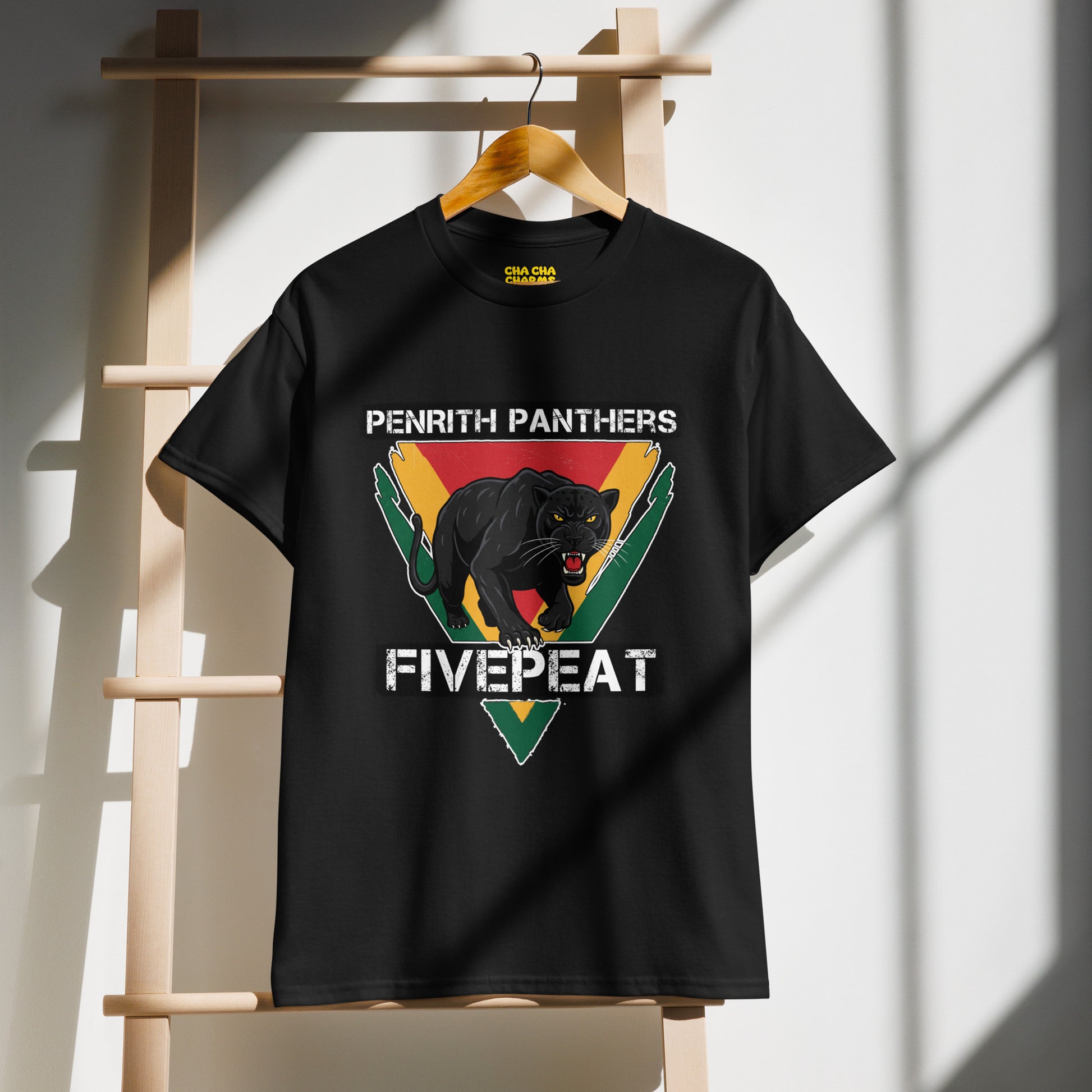 Penrith Panthers 5Peat Graphic TShirt - Adult Size Black