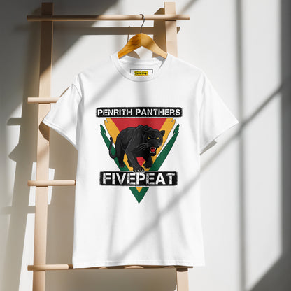 Penrith Panthers 5Peat Graphic TShirt - Adult Size White